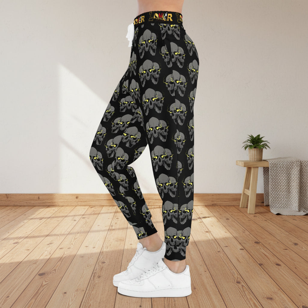 Unisex Gothic Skull-Print Athletic Joggers, Contemporary Loungewear, Casual Fitness Trousers Printify