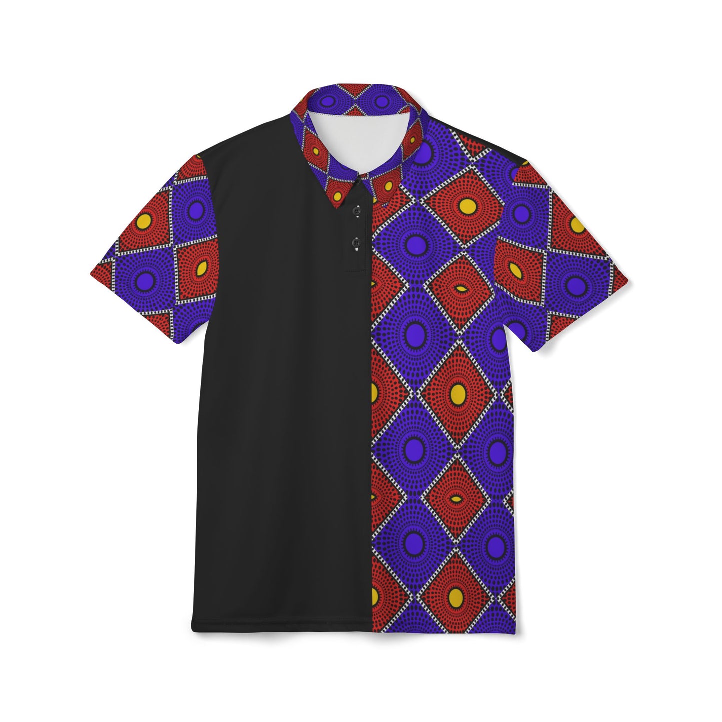 Unisex Geometric African Wax Print Polo Shirt