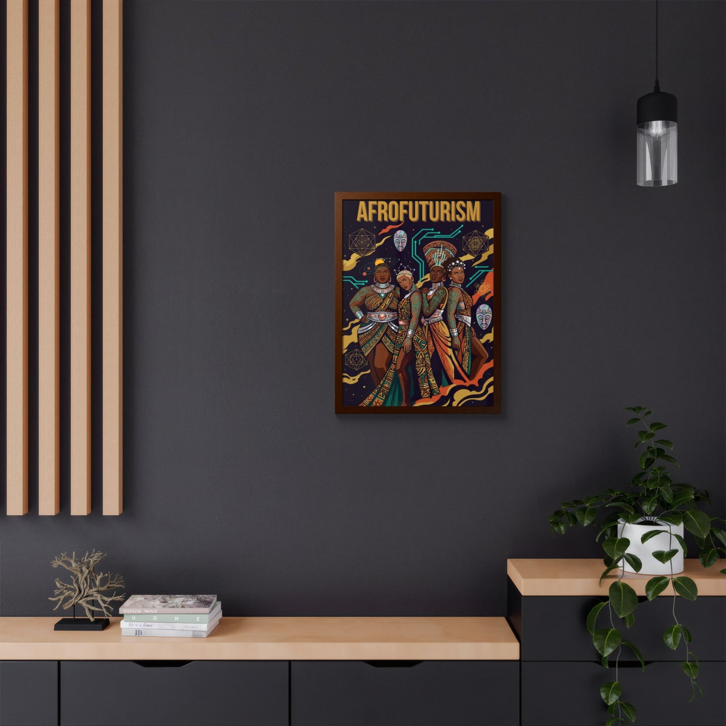 Afrofuturism Framed Poster — Vibrant Afrocentric Sci‑Fi Art Print