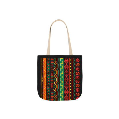 Afrocentric Pattern Canvas Tote — Colorful Tribal Stripe Beach & Market Bag