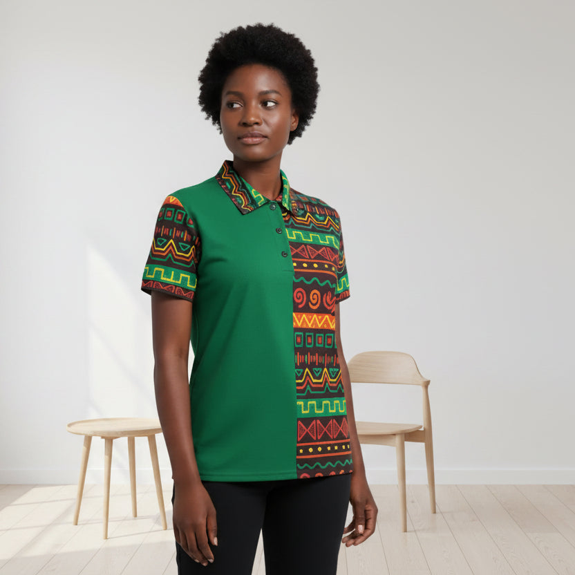 African Print Polo Shirt — Bold Kente-Inspired Pattern