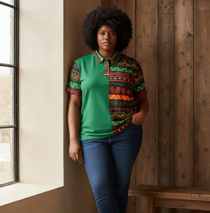 African Print Polo Shirt — Bold Kente-Inspired Pattern Printify