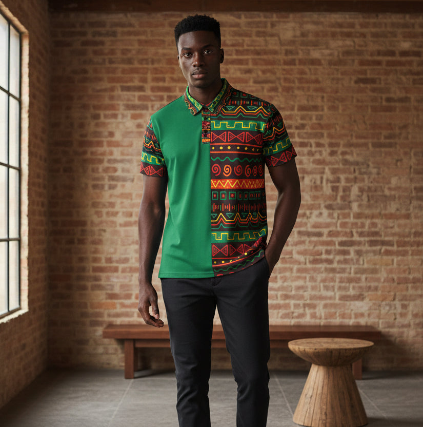 African Print Polo Shirt — Bold Kente-Inspired Pattern Printify