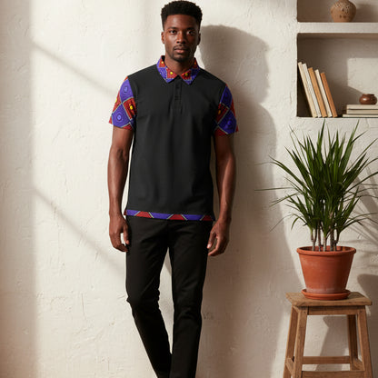 Accent Geometric African Wax Print Polo Shirt