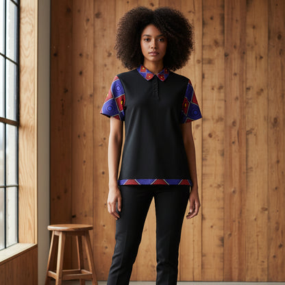 Accent Geometric African Wax Print Polo Shirt