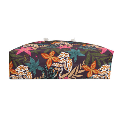 Tropical Floral Weekender Bag — Large Rope-Handle Travel Tote