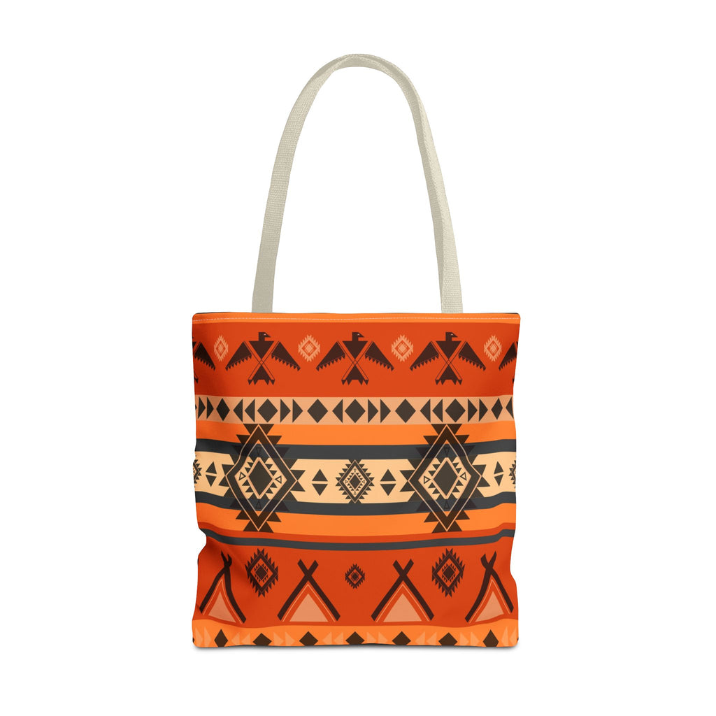 Southwestern Aztec Pattern Tote Bag — Orange Tribal All-Over Print