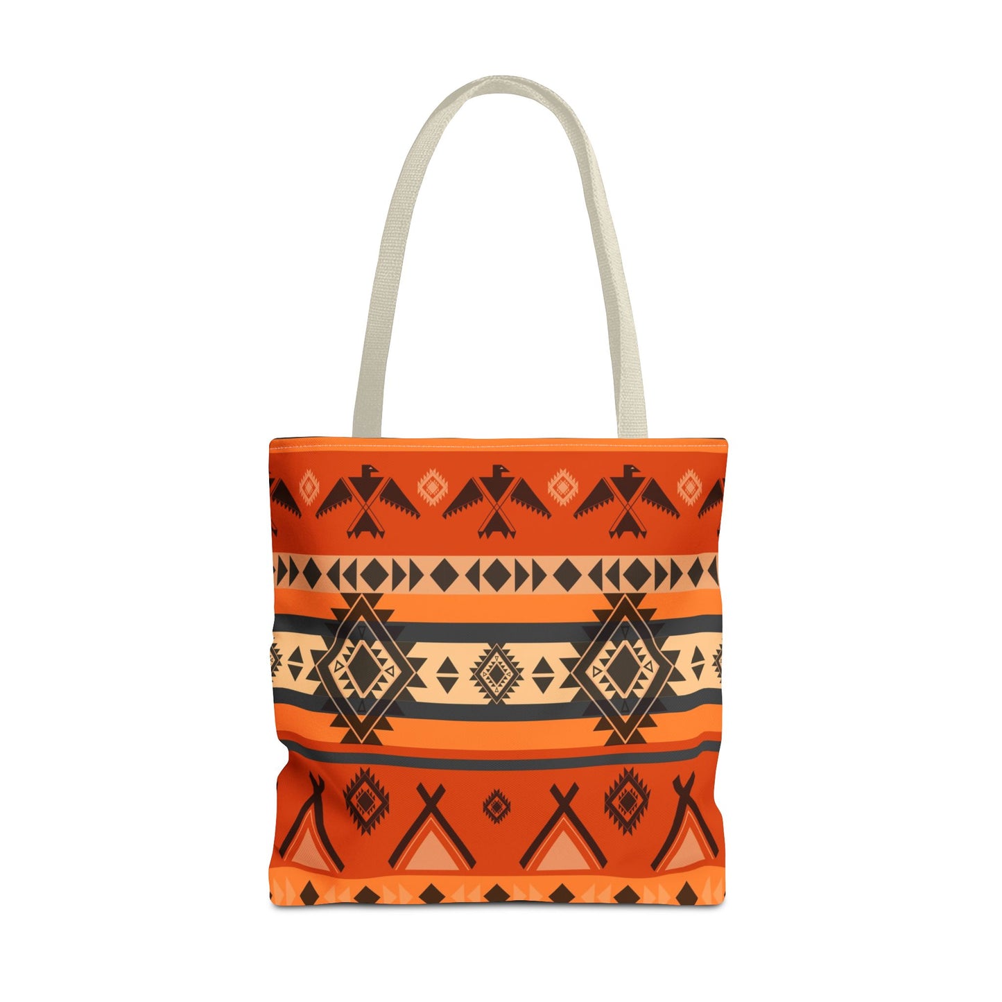 Southwestern Aztec Pattern Tote Bag — Orange Tribal All-Over Print