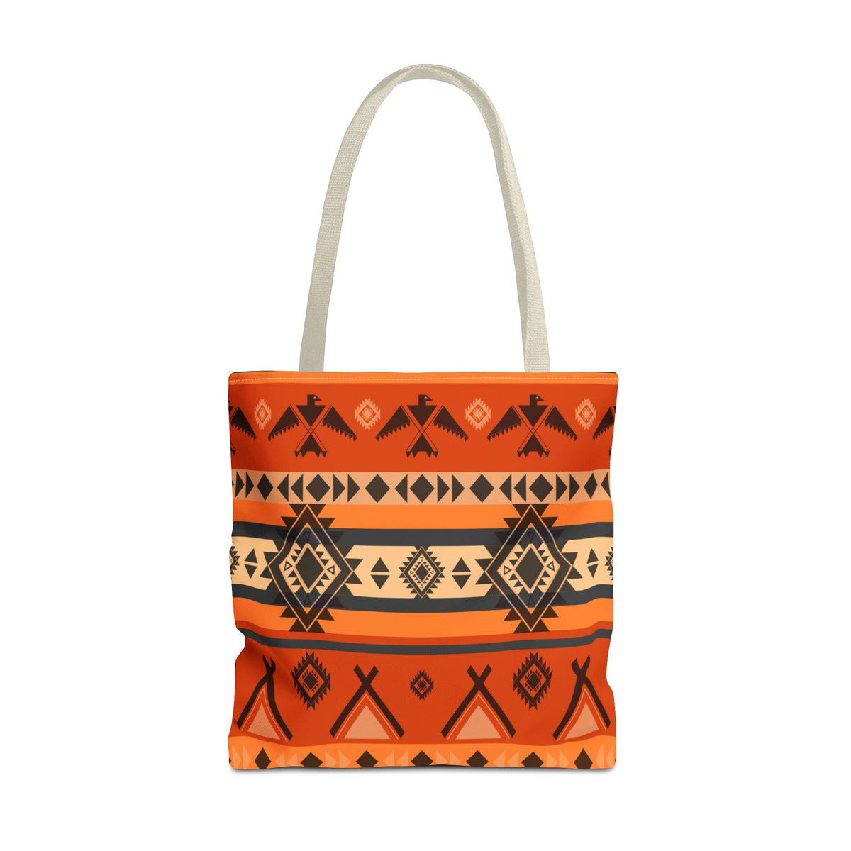 Southwestern Aztec Pattern Tote Bag — Orange Tribal All-Over Print