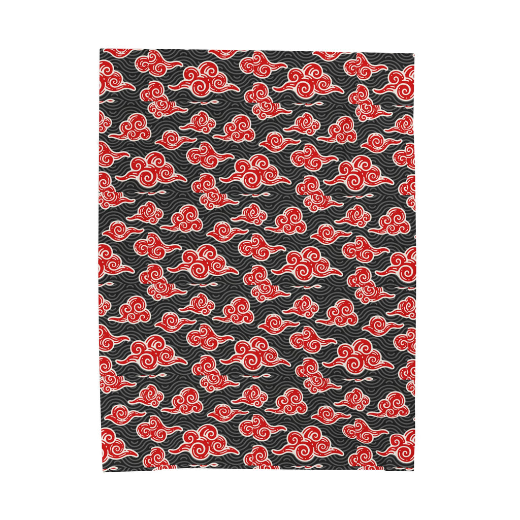 Akatsuki Cloud Pattern Velveteen Plush Blanket — Japanese Anime Inspired Red Cloud Throw Printify