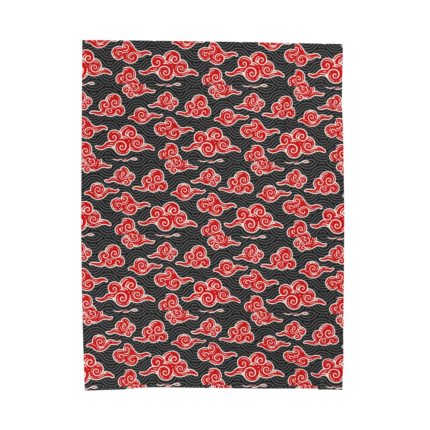 Akatsuki Cloud Pattern Velveteen Plush Blanket — Japanese Anime Inspired Red Cloud Throw