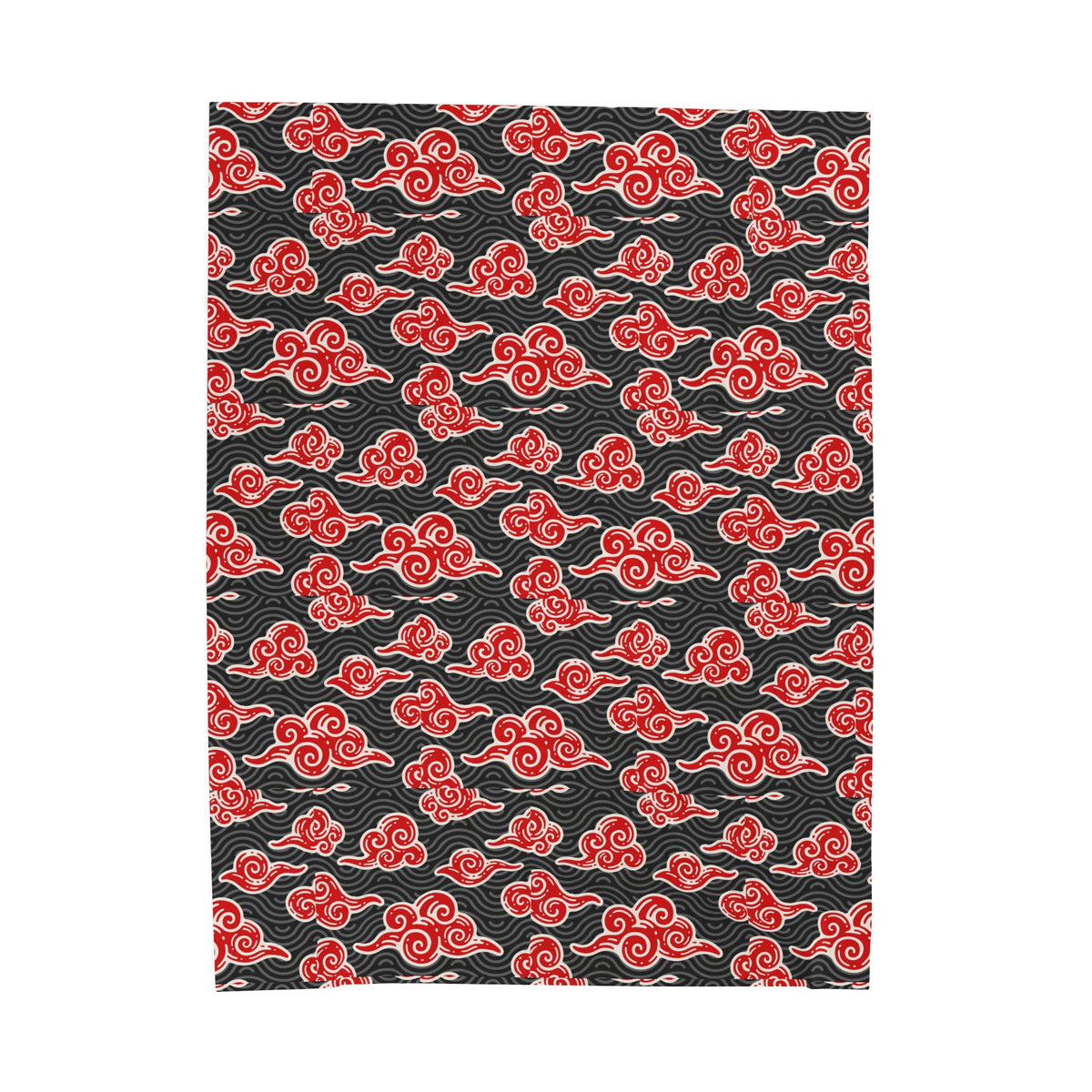 Akatsuki Cloud Pattern Velveteen Plush Blanket — Japanese Anime Inspired Red Cloud Throw Printify