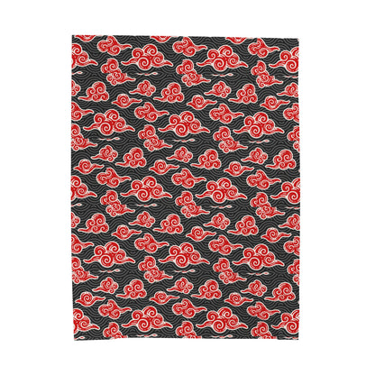 Akatsuki Cloud Pattern Velveteen Plush Blanket — Japanese Anime Inspired Red Cloud Throw