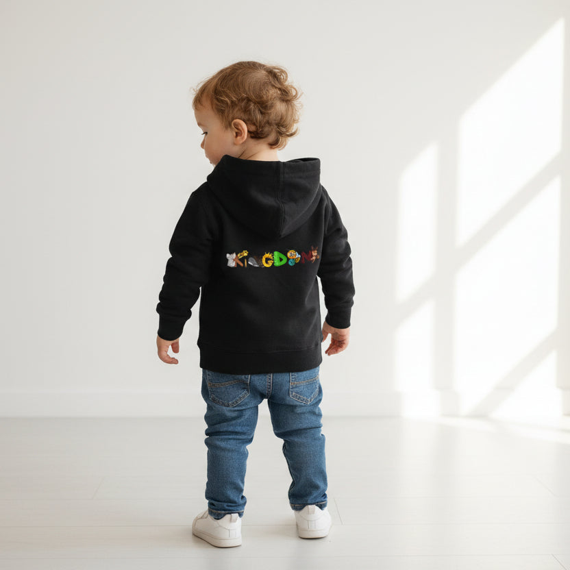 Elephant & Floral Night Sky Toddler Hoodie, Wildlife Theme Pullover Fleece Printify