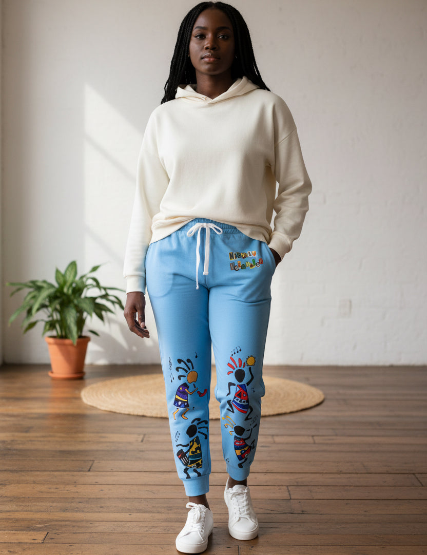 Kokopelli Dance Athletic Unisex Joggers — Colorful Afro-Caribbean Musician Art Printify