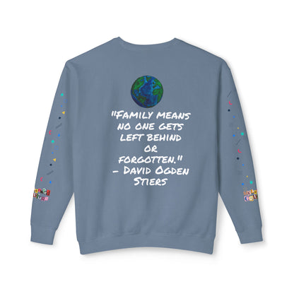 Bold Ethnic Unisex Light Weight Crewneck, Hand-drawn Tribal Family Doodle Design