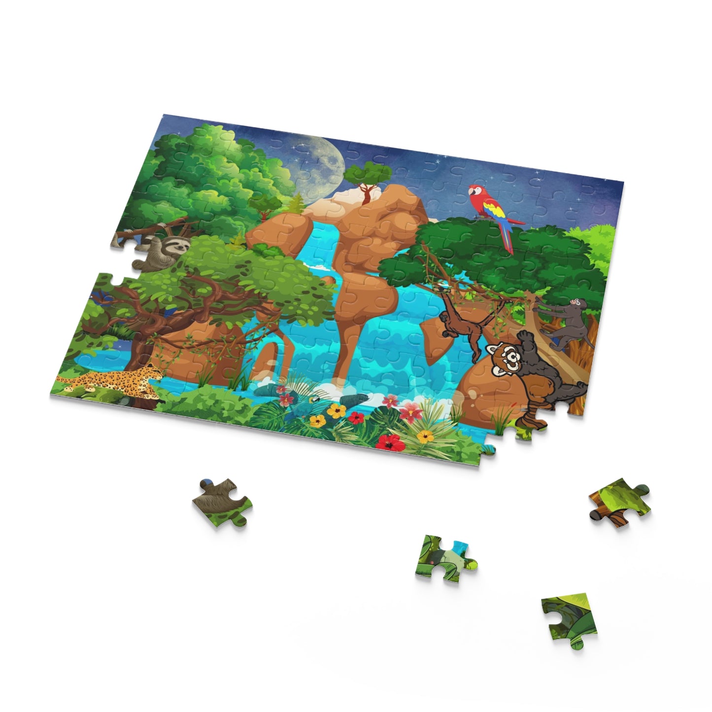 Vibrant Jungle Adventure Puzzle | 120, 252 & 500-Piece Options | Ideal Family Game Night
