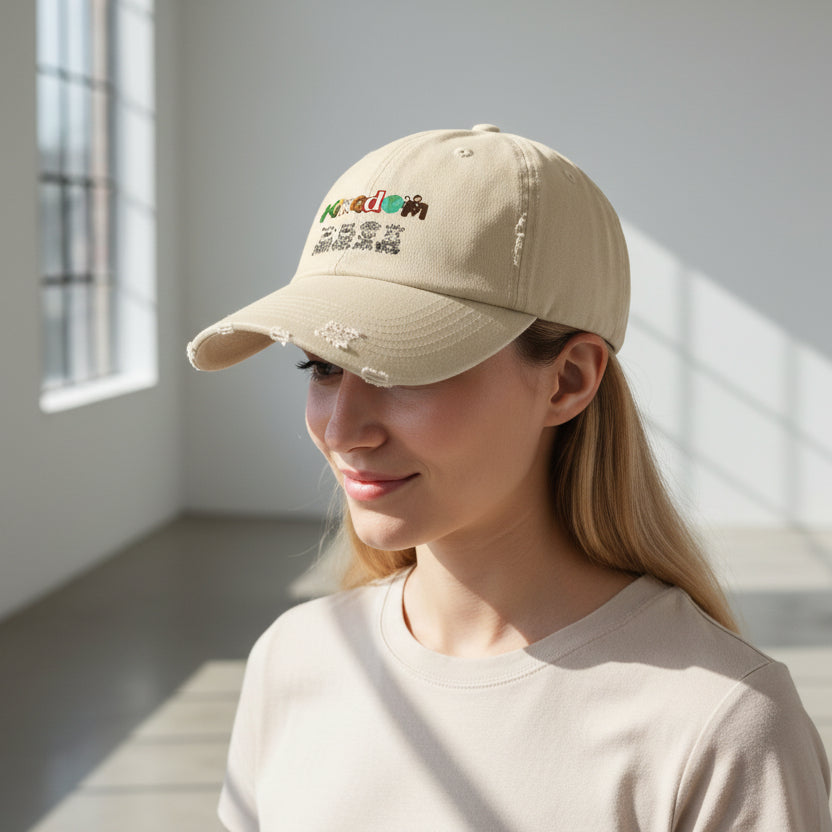 Graphic animal-themed Unisex Distressed Cap Printify