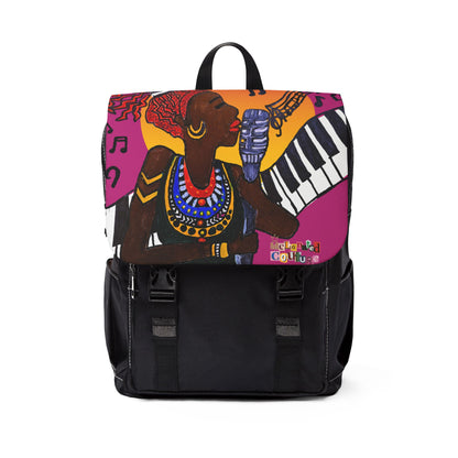 Afro Singer, Ethnic Music-Inspired Unisex Shoulder Backpack - Stylish & Functional