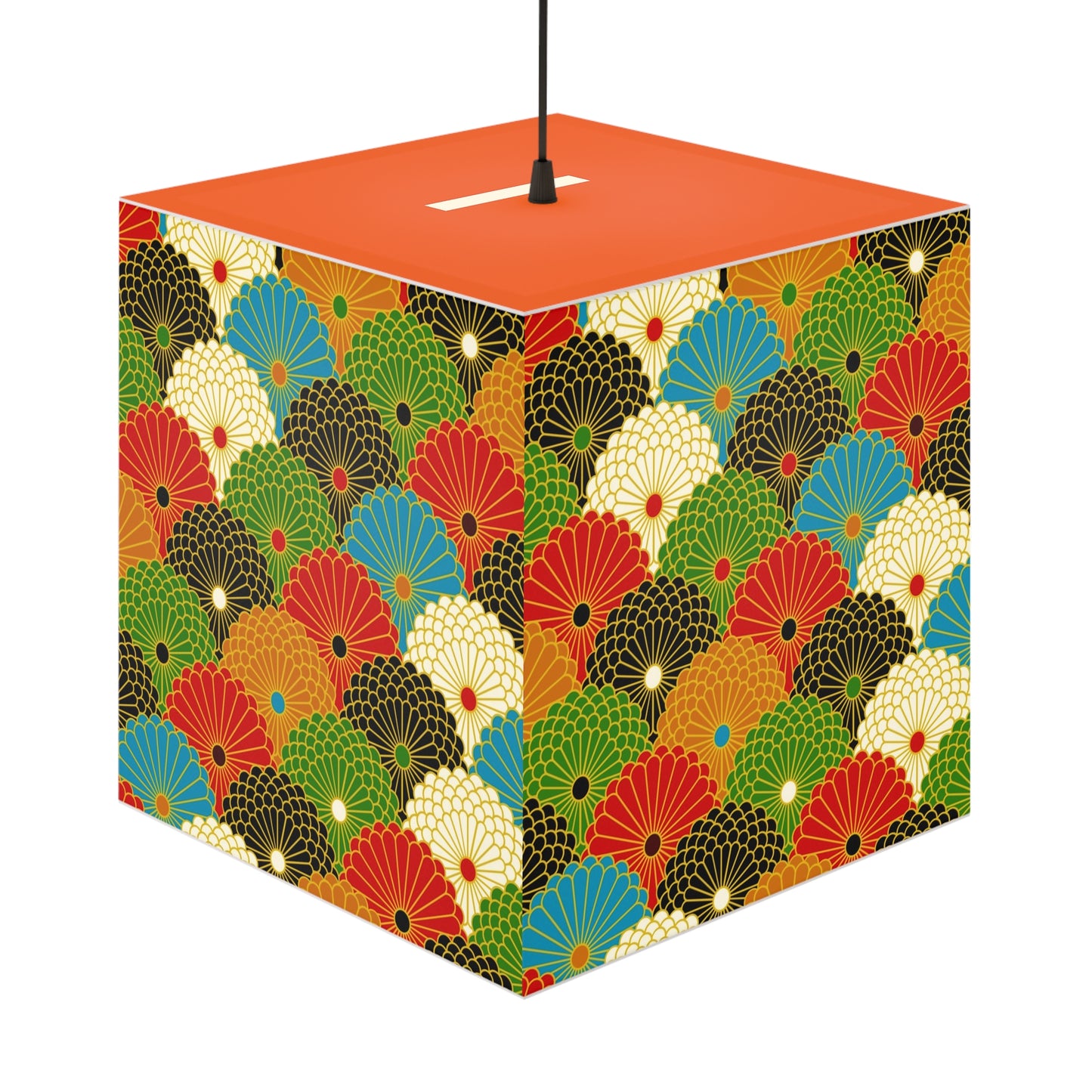 Japanese Fan Pattern Light Cube Lamp – Colorful Retro Geometric Table & Night Light