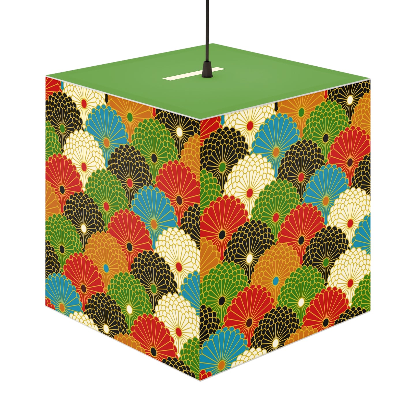Japanese Fan Pattern Light Cube Lamp — Colorful Scallop Decorative Night Light