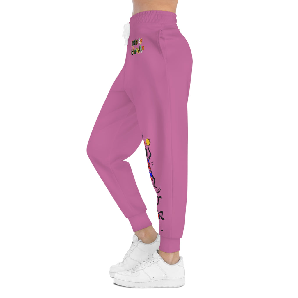 Kokopelli Dance Pink Athletic Unisex Joggers — Afro-Caribbean Music Art Printify