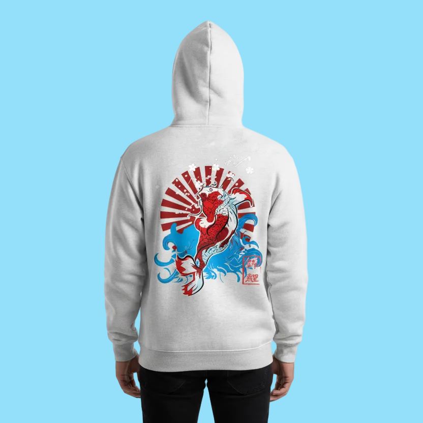 Koi Fish Graphic Oversize Fleeced Unisex Hoodie