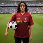 Bolivia Flag Themed Unisex Oversized Mesh V-Neck Soccer Jersey