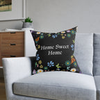 Floral Home Sweet Home Square Pillow - Cozy Decor for Living Room & Bedroom Printify