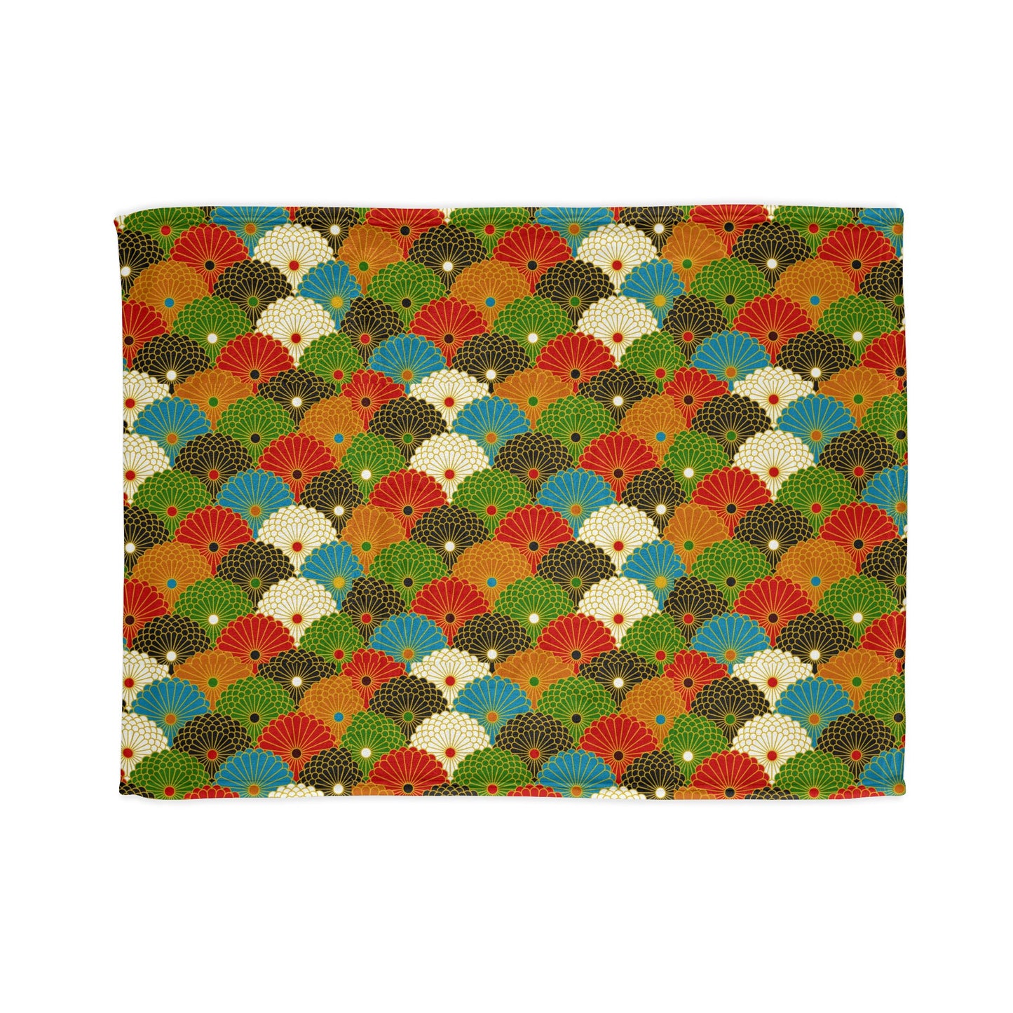 Retro Fan Pattern Polyester Blanket — Colorful Geometric Throw for Living Room & Gift