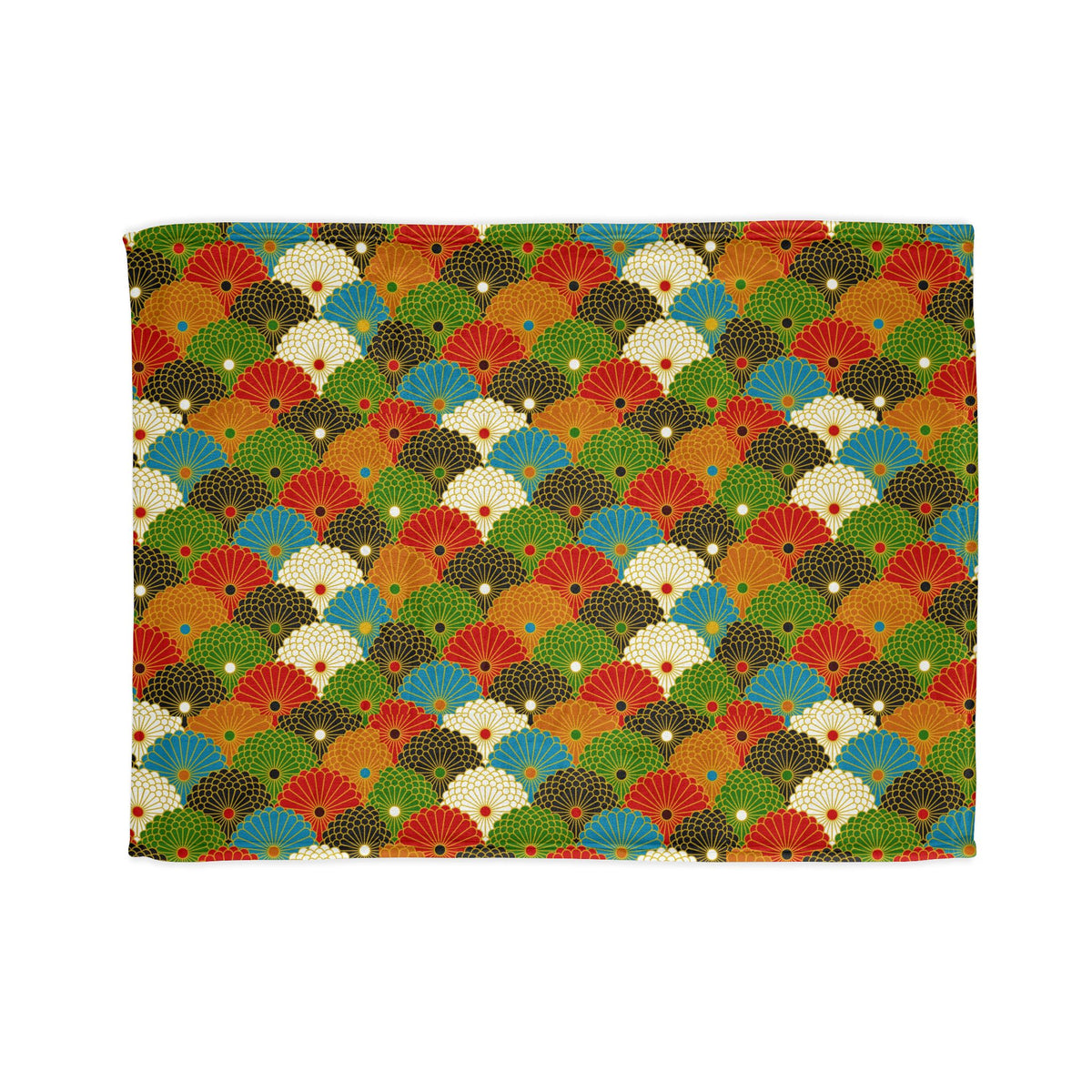 Retro Fan Pattern Polyester Blanket — Colorful Geometric Throw for Living Room & Gift Printify