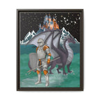 Knight and Dragon Fantasy Art, Framed Matte Canvas Printify