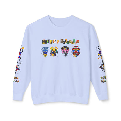 Handcrafted Afro Music Cartoon Graphic Unisex Lightweight Crewneck Sweatshirt