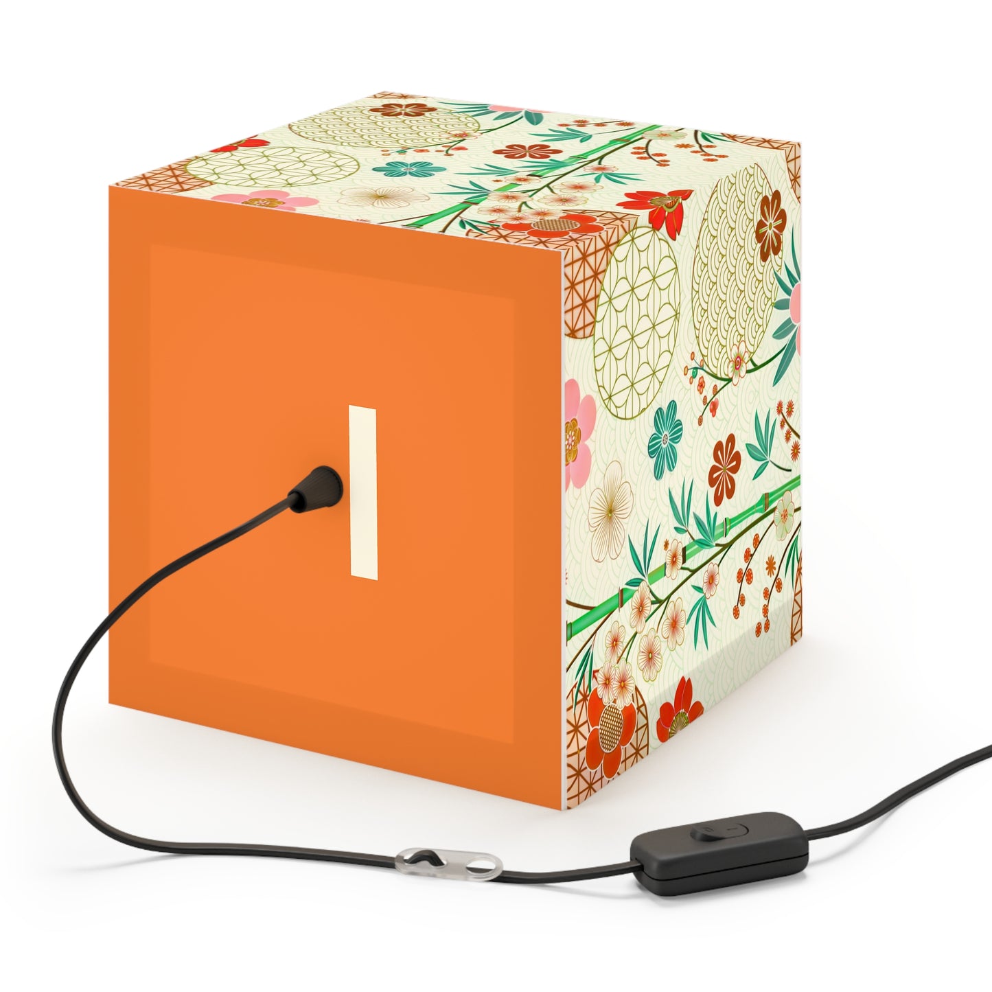 Japanese Floral Cube Lamp — Vintage Sakura Pattern Light Cube