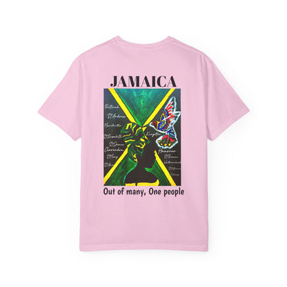 Handcrafted Jamaican Flag Art Graphic Tee, Unisex Garment-Dyed T-shirt