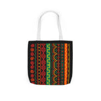 Afrocentric Pattern Canvas Tote — Colorful Tribal Stripe Beach & Market Bag Printify