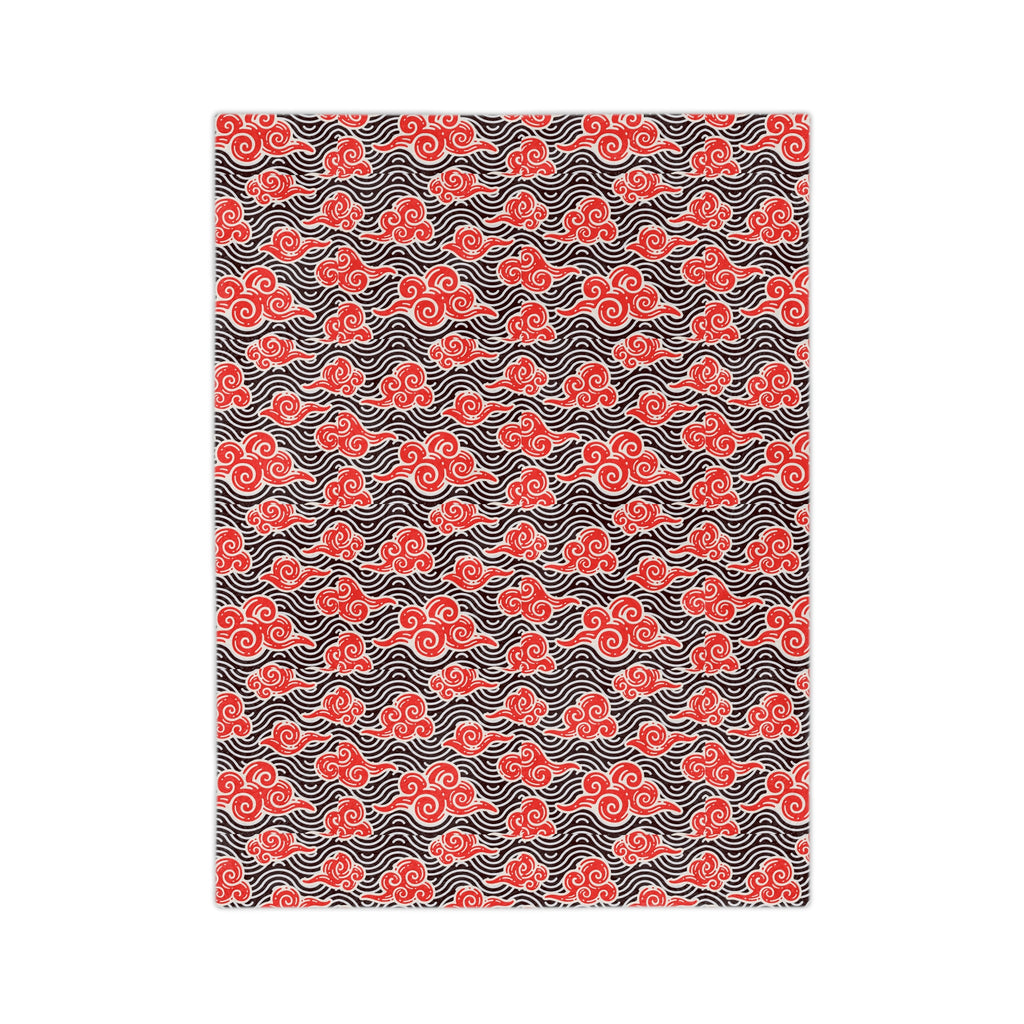Red Cloud Swirl Velveteen Blanket — Plush Microfiber Throw Printify