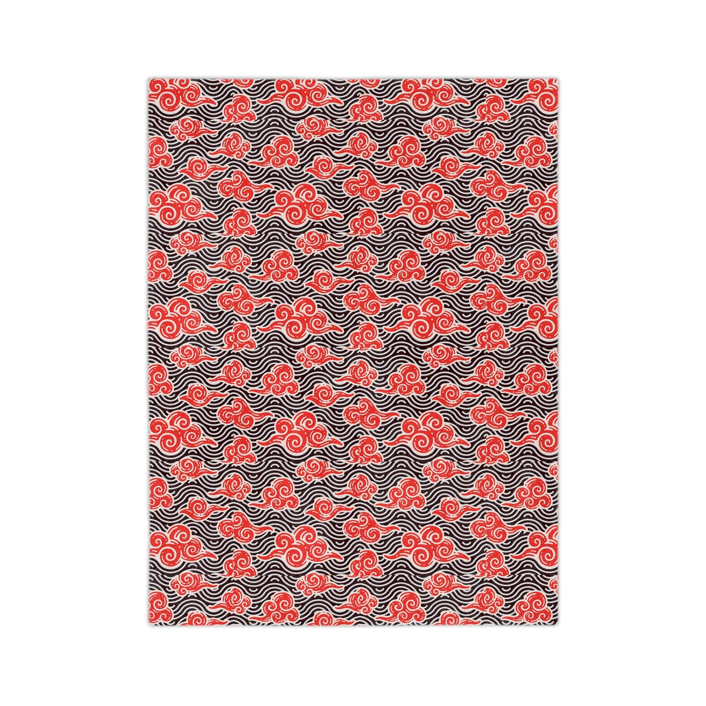 Red Cloud Swirl Velveteen Blanket — Plush Microfiber Throw