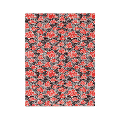 Red Cloud Swirl Velveteen Blanket — Plush Microfiber Throw