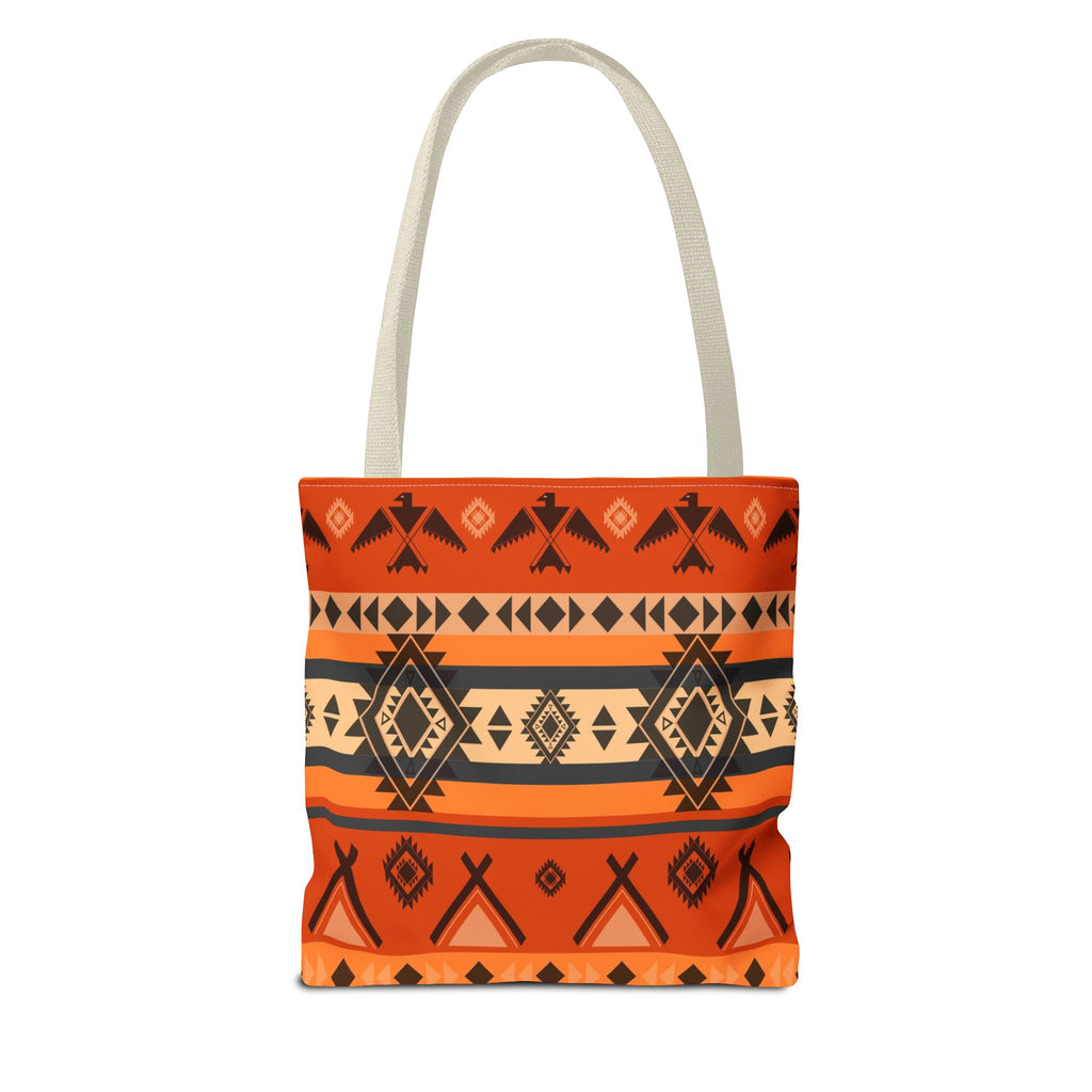 Southwestern Aztec Pattern Tote Bag — Orange Tribal All-Over Print