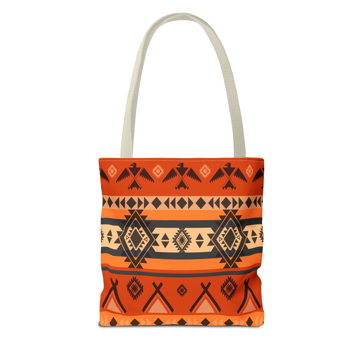 Southwestern Aztec Pattern Tote Bag — Orange Tribal All-Over Print