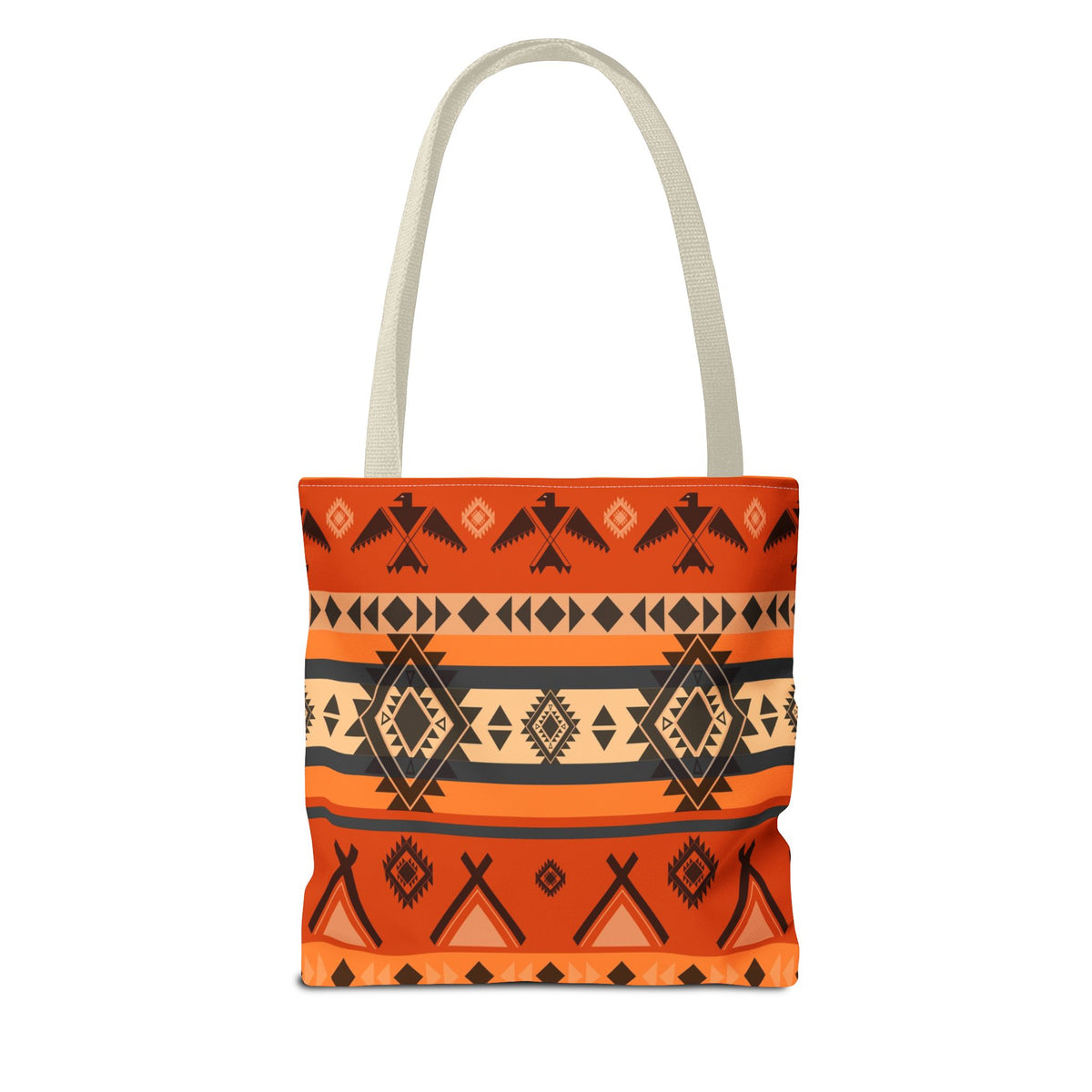 Southwestern Aztec Pattern Tote Bag — Orange Tribal All-Over Print