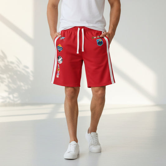 Badged Adventure-Inspired Athletic Shorts, Unisex Casual Gym Wear, Perfect for Summer Activities