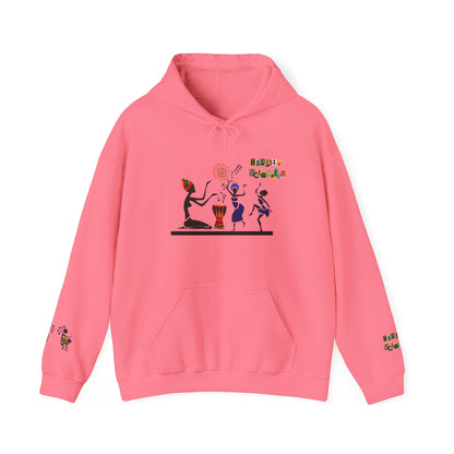 Ethnic Streetwear Unisex Heavy Blend, Hand-Drawn Tribal Music Art, Daily Wear