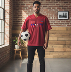 Oversized Unisex V-Neck Soccer Jersey Featuring a Haiti Flag-Inspired Mesh Design