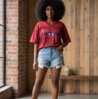 Oversized Unisex V-Neck Soccer Jersey Featuring a Haiti Flag-Inspired Mesh Design