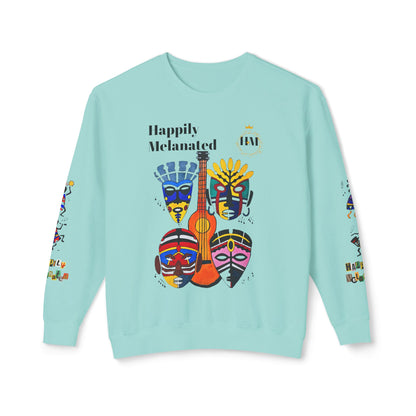 Hand-Drawn Afro Music Graphic Sweatshirt - Unisex Lightweight Crewneck, Music Lover Gift
