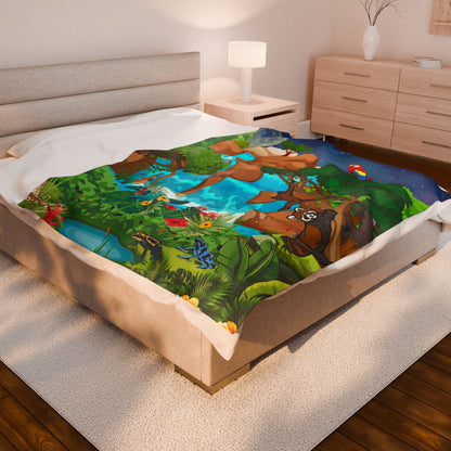 Tropical Jungle Velveteen Plush Blanket - Cozy Throw for Nature Lovers, Home Decor