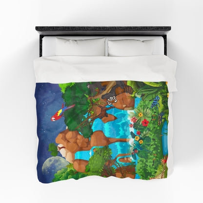 Tropical Jungle Velveteen Plush Blanket - Cozy Throw for Nature Lovers, Home Decor