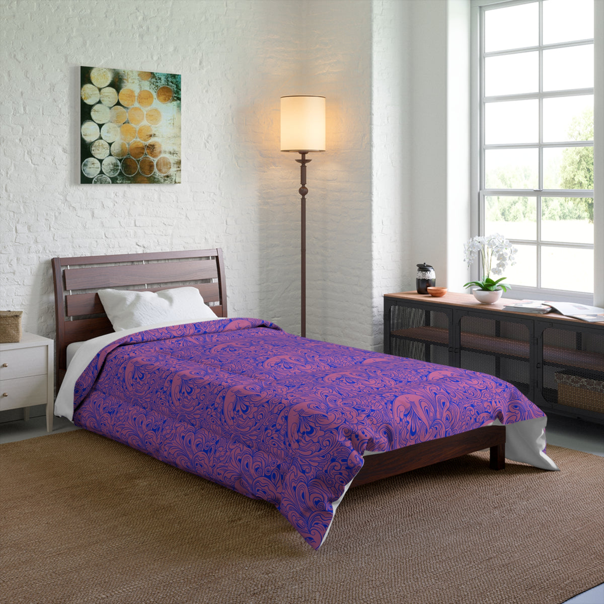 Floral Comforter, Botanical Bedding, Cozy Duvet Cover, Flower Print Quilt, Home Bedroom Decor Printify